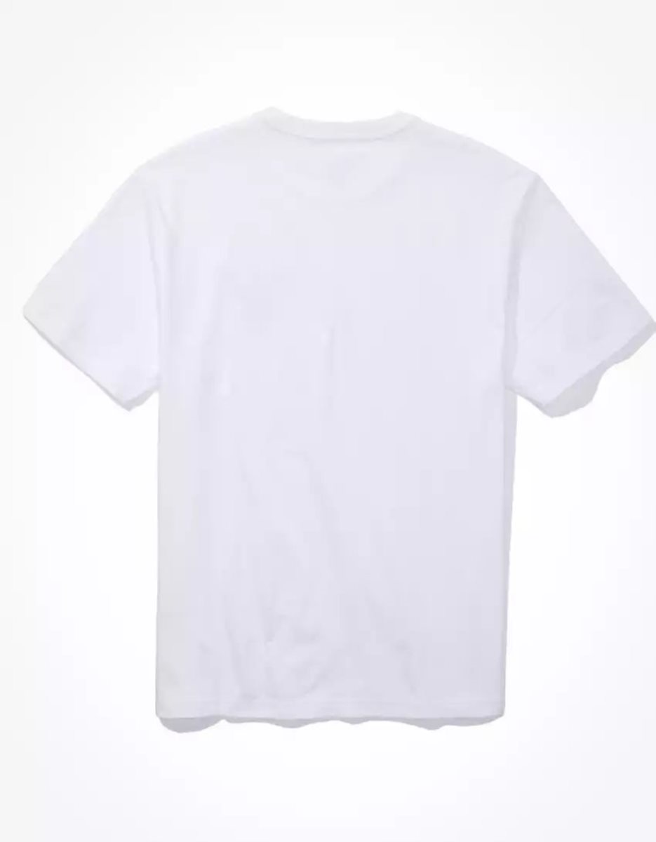 T Shirt Graphique American Eagle AE Super Soft Logo Blanche Homme | JNR-35265542